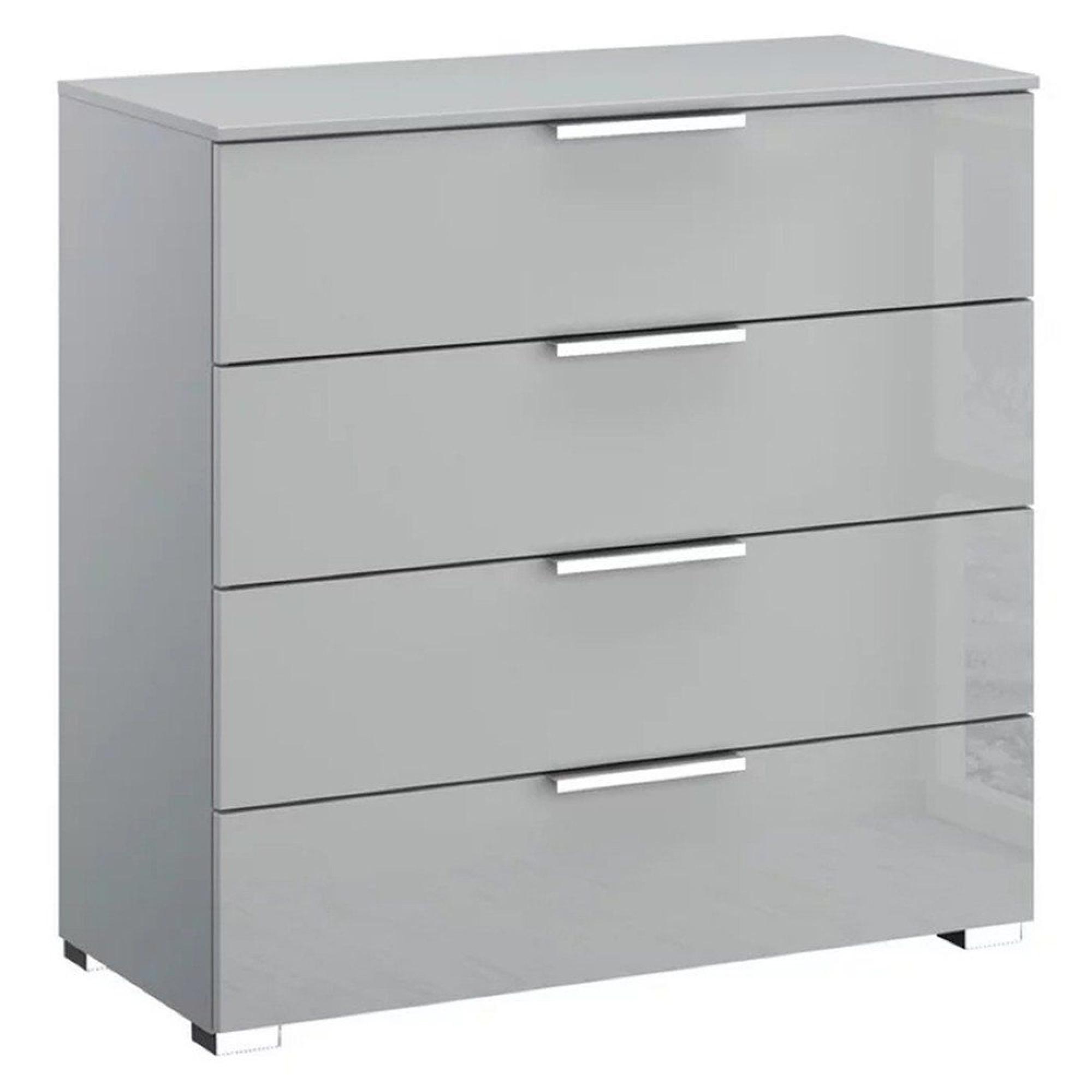 Miramar Chest - 4 Drawer - Silk Grey & Silk Grey Glass