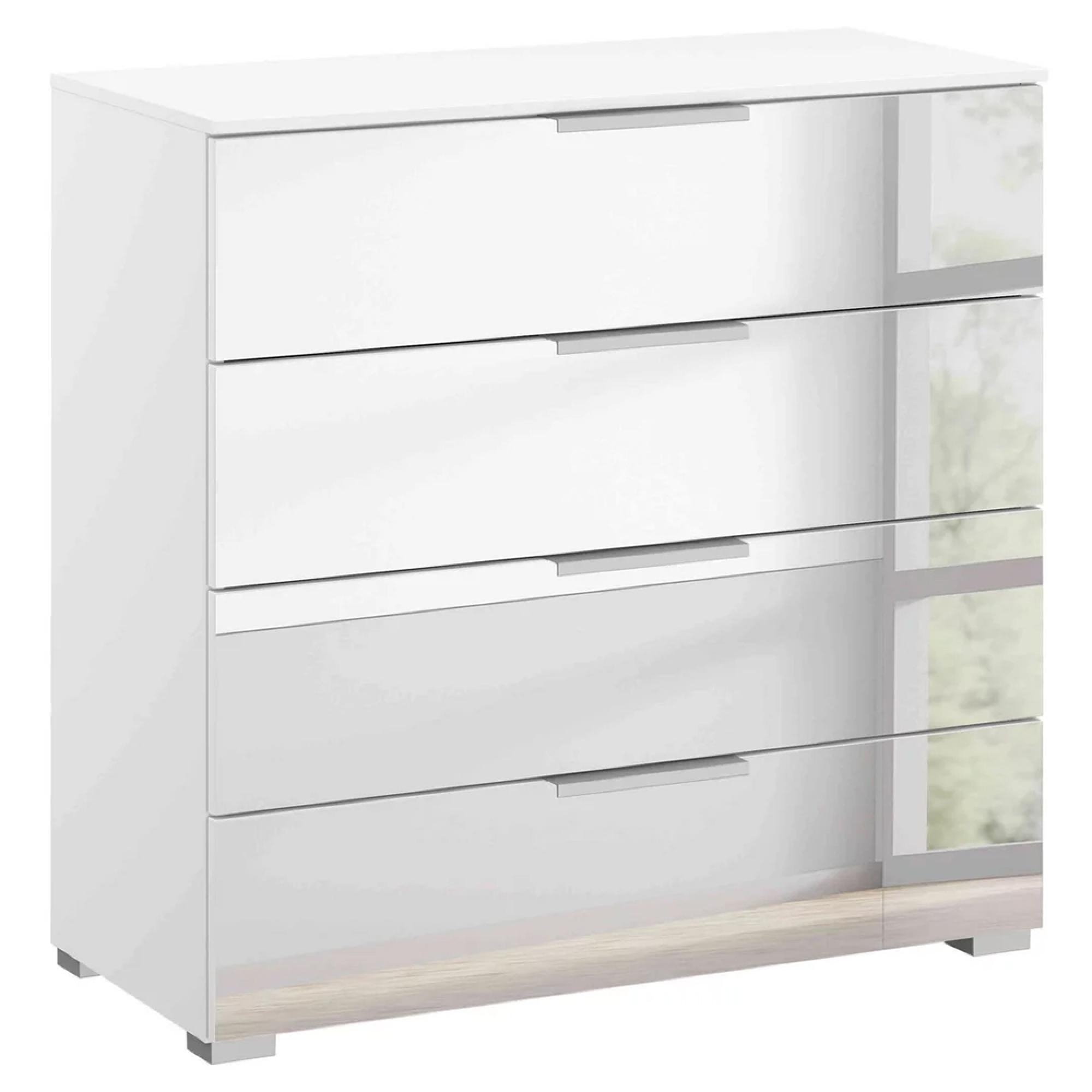 Miramar Mirrored Chest - 4 Drawer - Alpine White