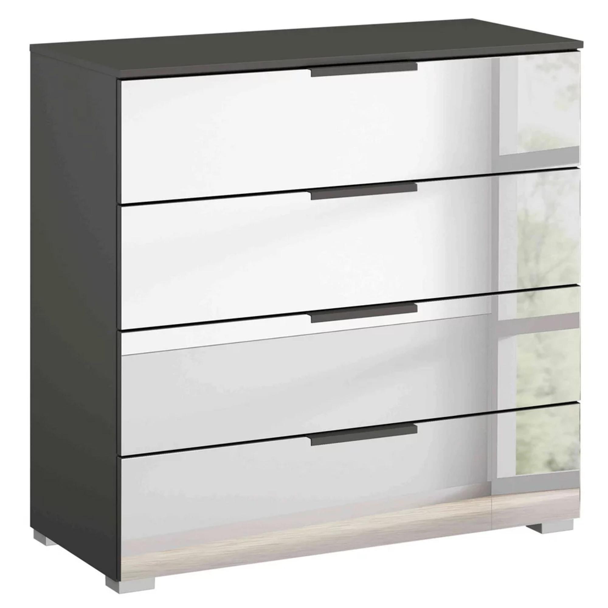 Miramar Mirrored Chest - 4 Drawer - Graphite