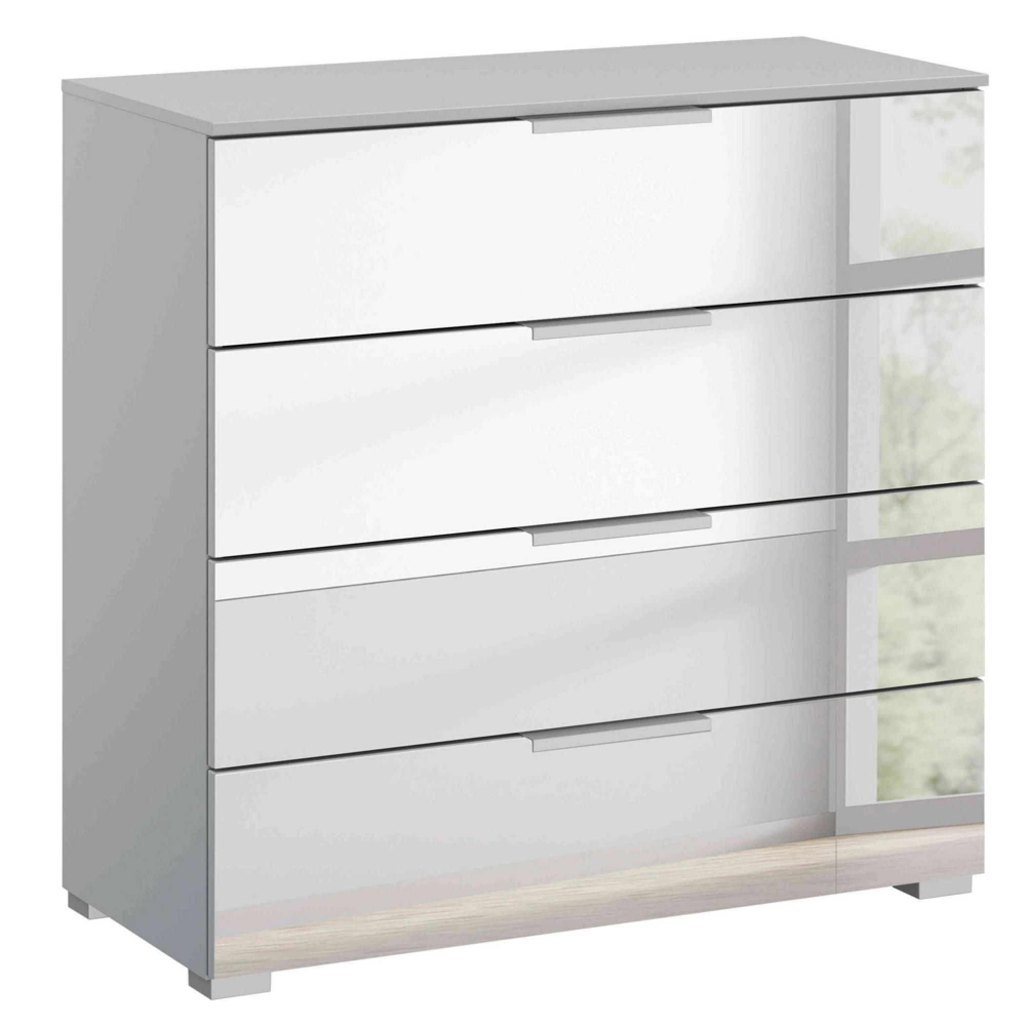 Miramar Mirrored Chest - 4 Drawer - Silk Grey