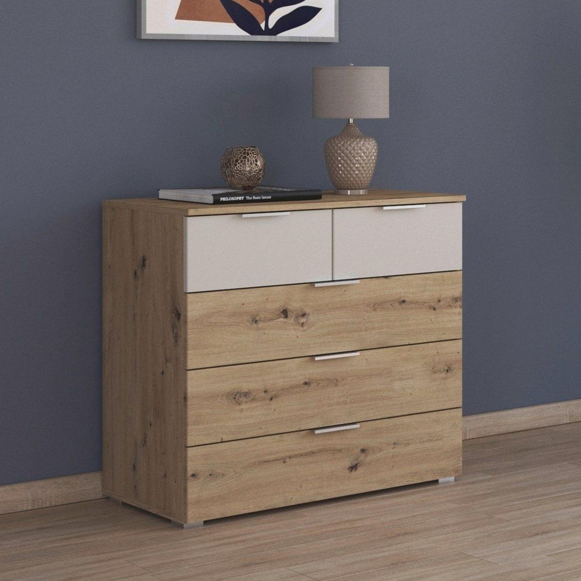 Monza Chest - 5 Drawer - Artisan Oak & Champagne