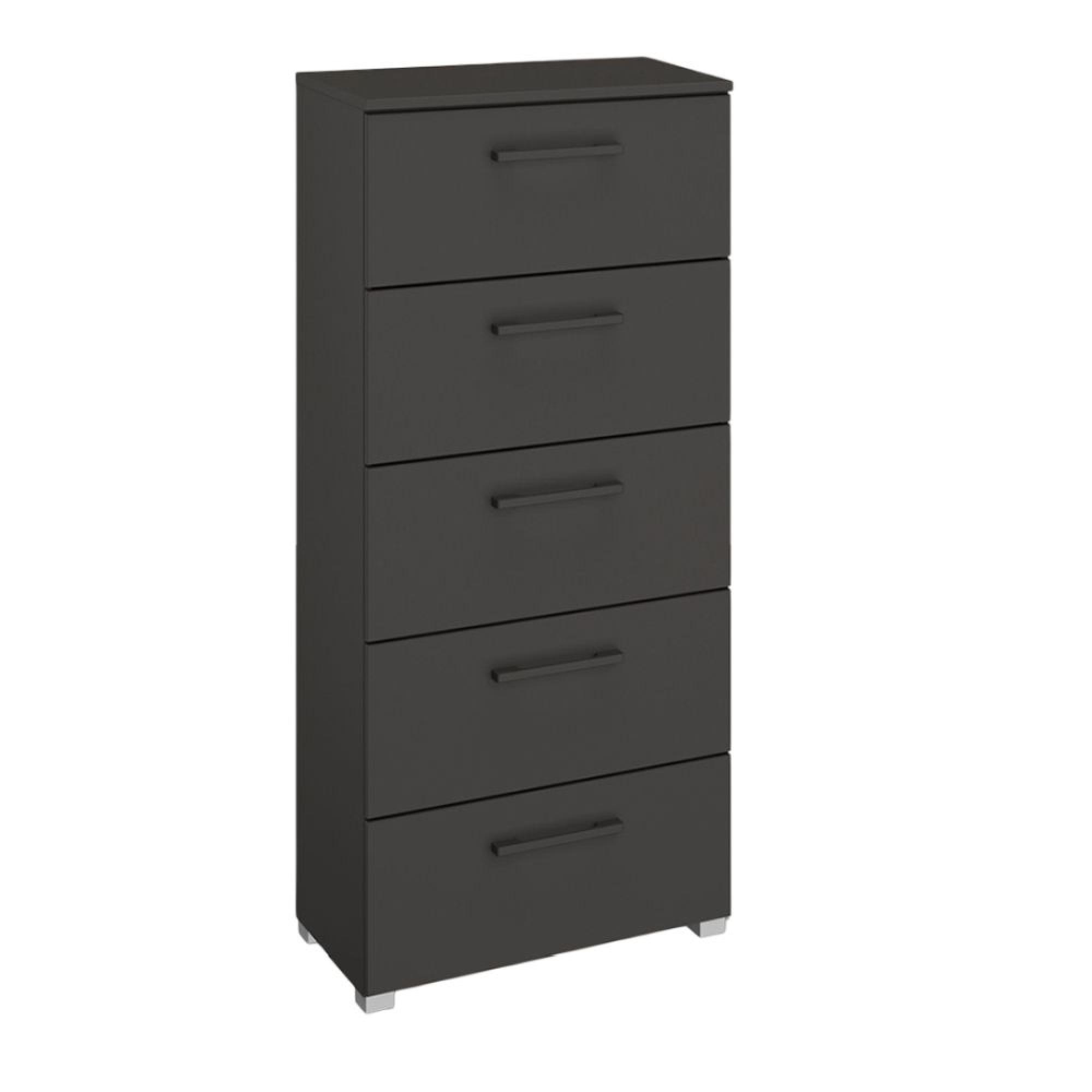 Skat Shine Chest - 5 Drawer - Tall - Graphite