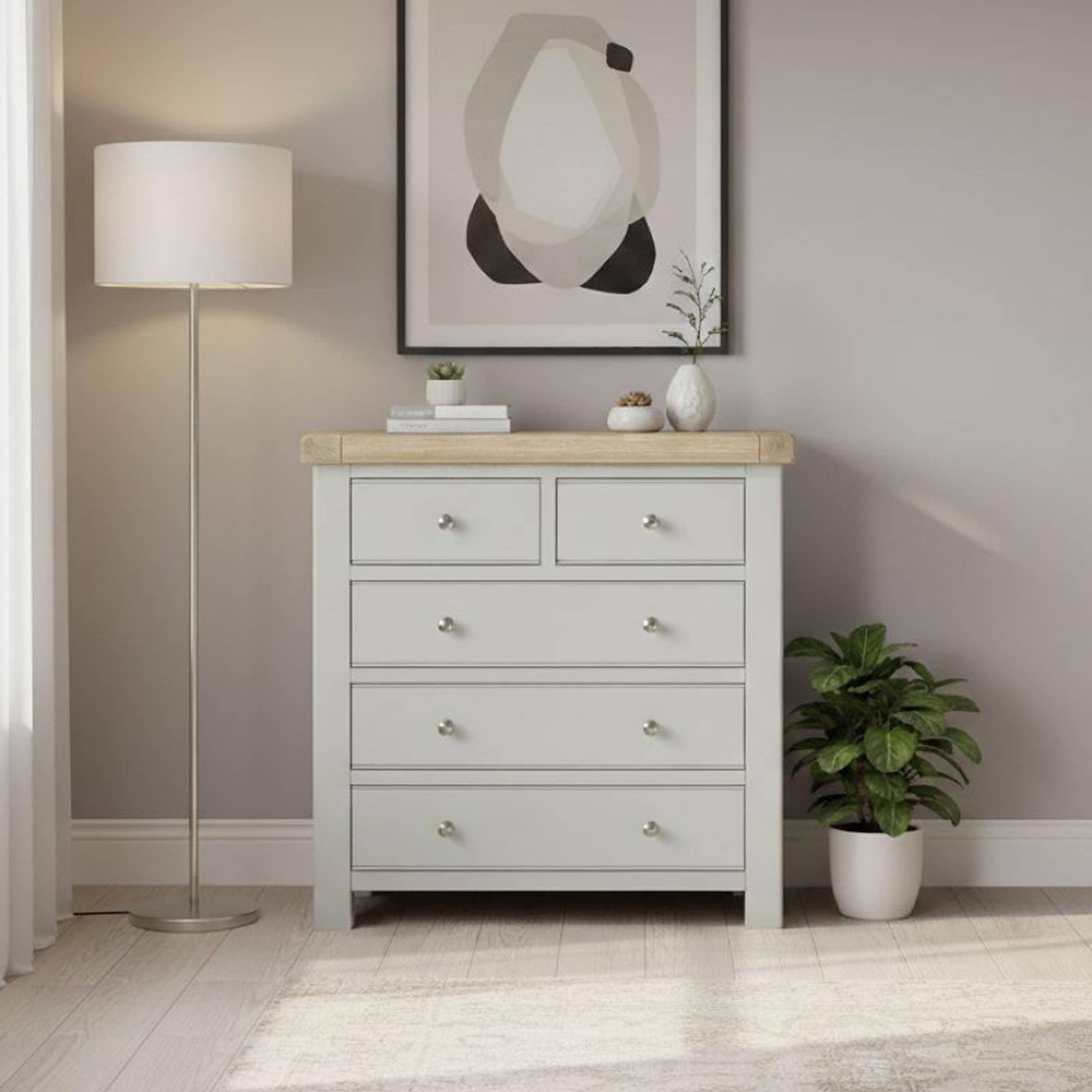 Salcombe Chest - 2+3 Drawer - Grey Oak