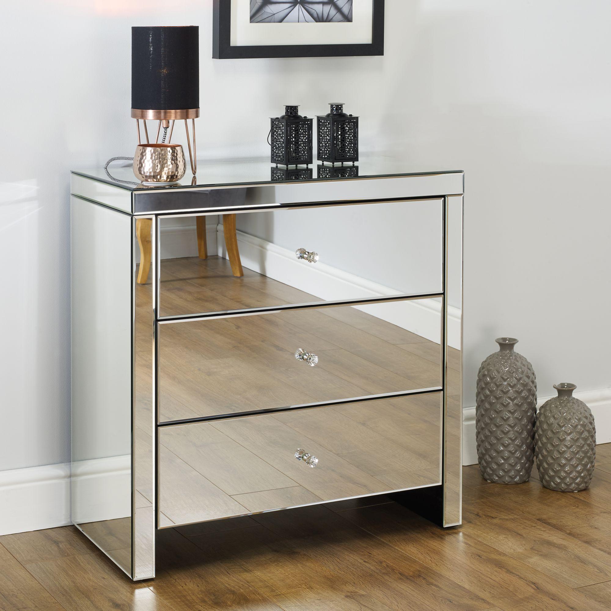 Seville Small Chest - 3 Drawer - Mirrored