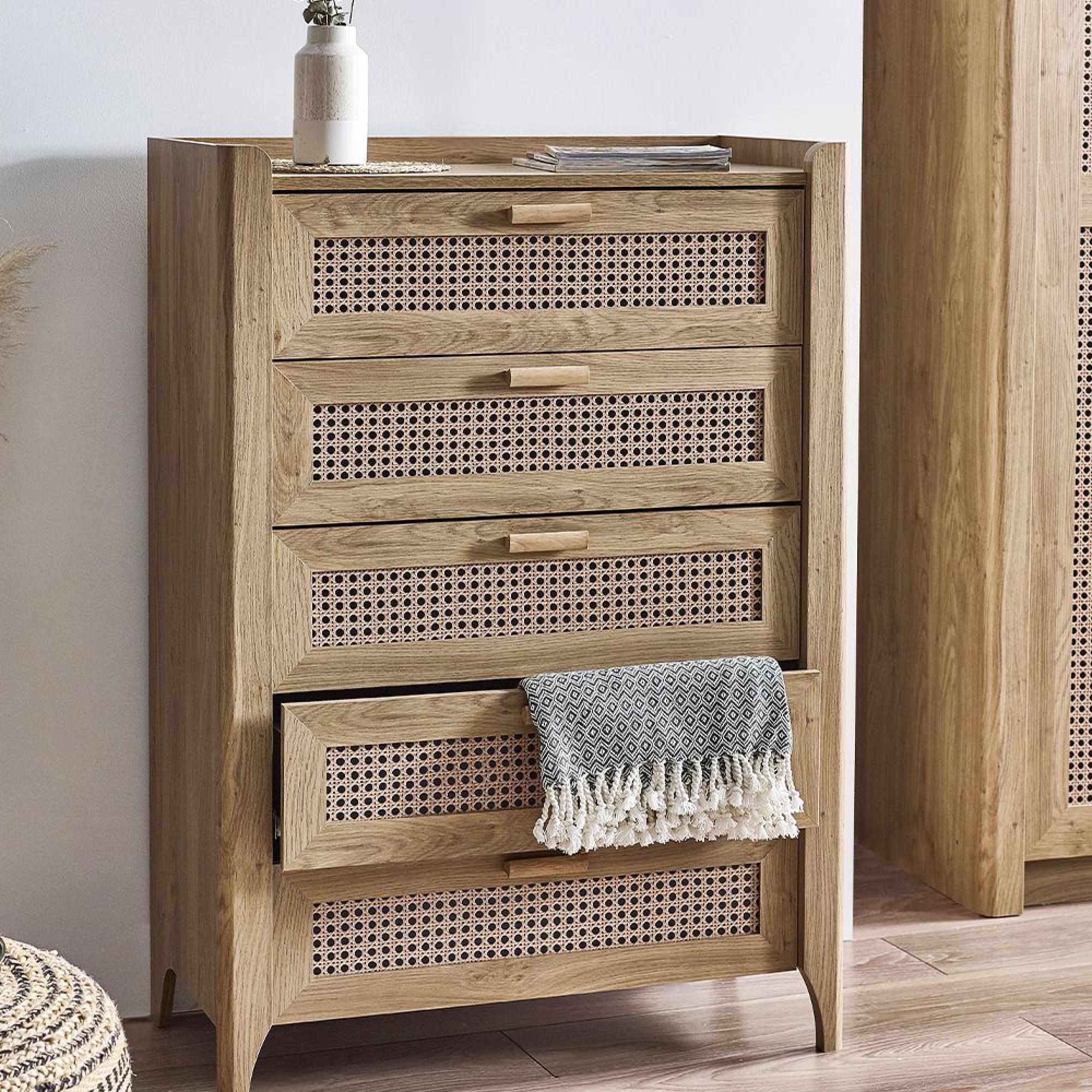 Sydney Chest of Drawers - 5 Drawer - Midi - Faux Rattan