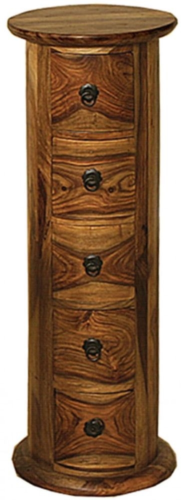 Thacket Chest of Drawers - 5 Drawer - Narrow - Drum - Sheesham Wood