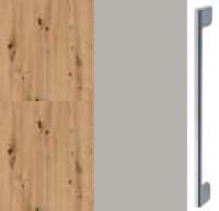 Artisan Oak Carcase with High Polish Soft Grey Front and Chrome Color Handle A384N