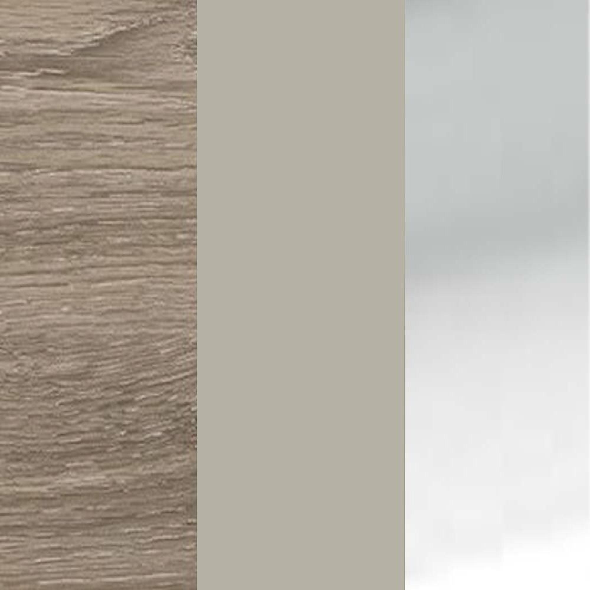 Nordic Oak Carcase and Pebble Grey Glass Top Drawer with Silver Handle A56-448