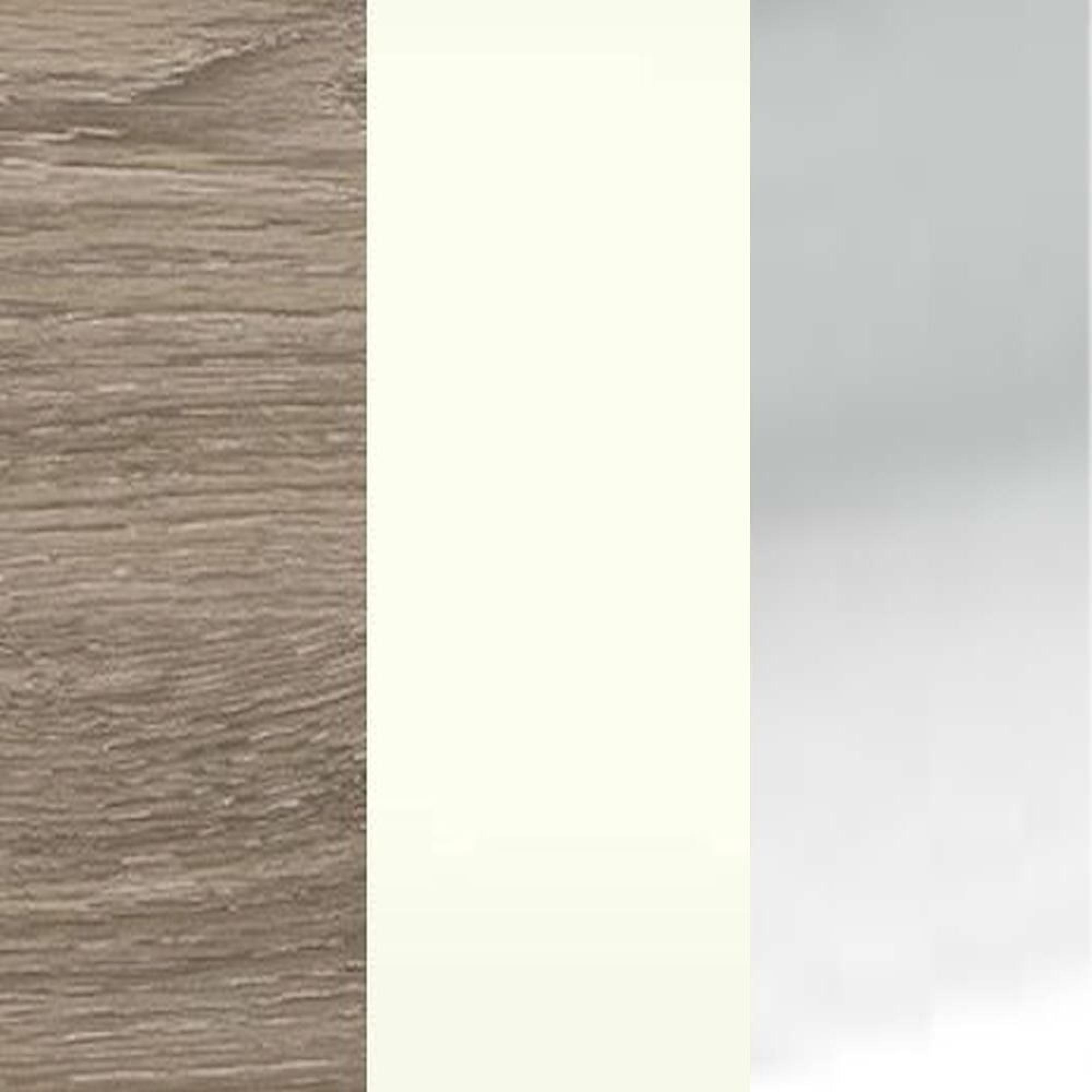 Nordic Oak Carcase and White Glass Top Drawer with Silver Handle A56-442