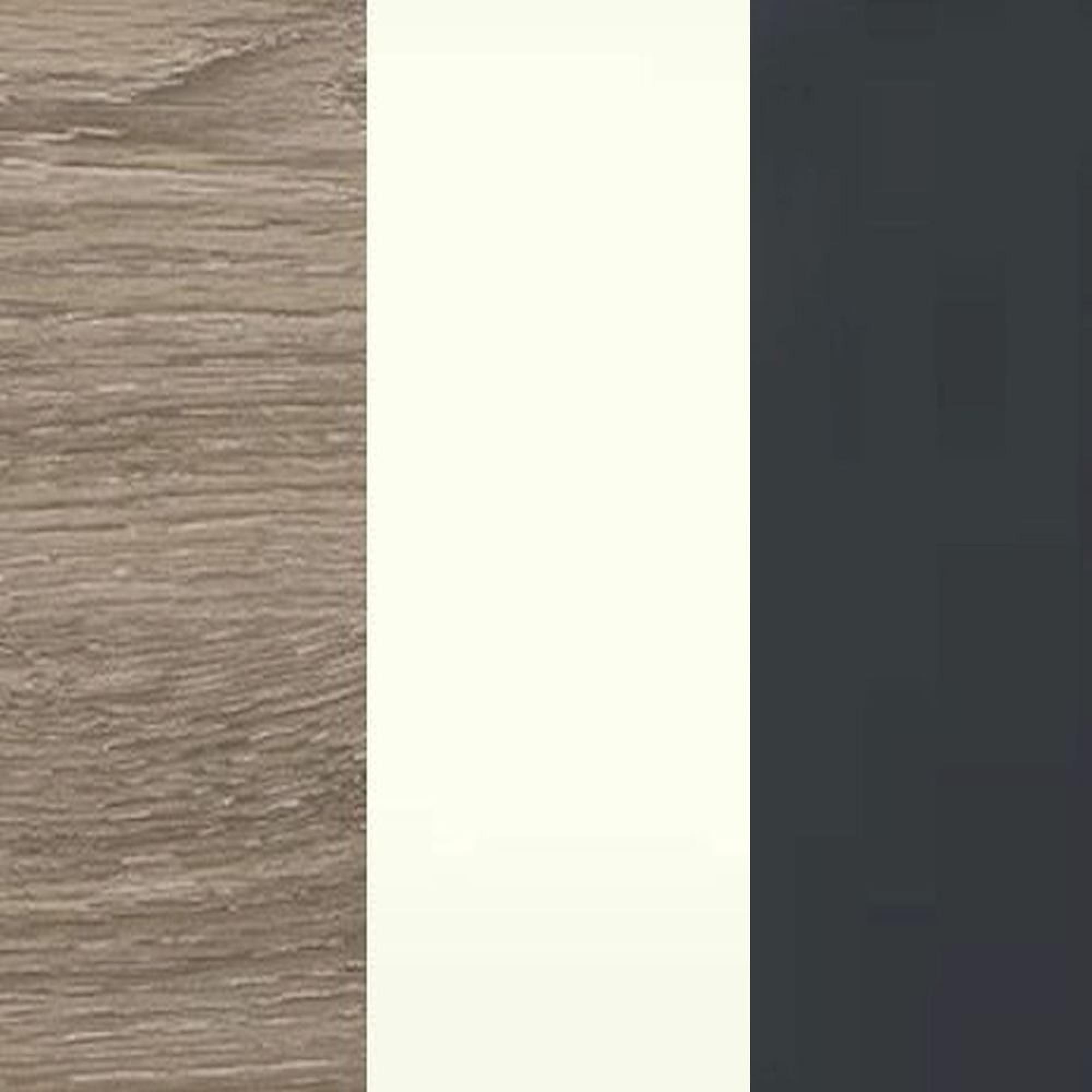 Nordic Oak Carcase and White Glass Top Drawer with Slate Handle A57-600