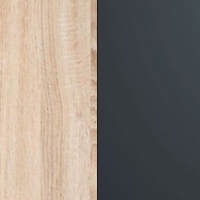 Rustic Oak Carcase and Front with Dark Grey Glass Top Drawer 599