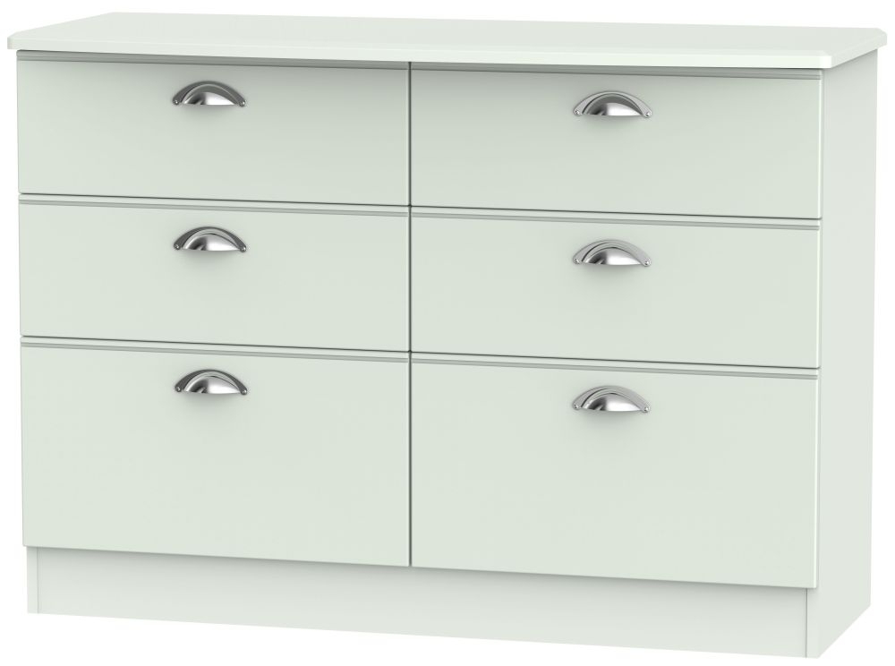 Victoria Midi Chest - 6 Drawer - Grey