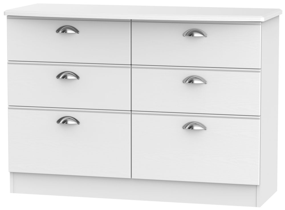Victoria Chest - 6 Drawer - Midi - White