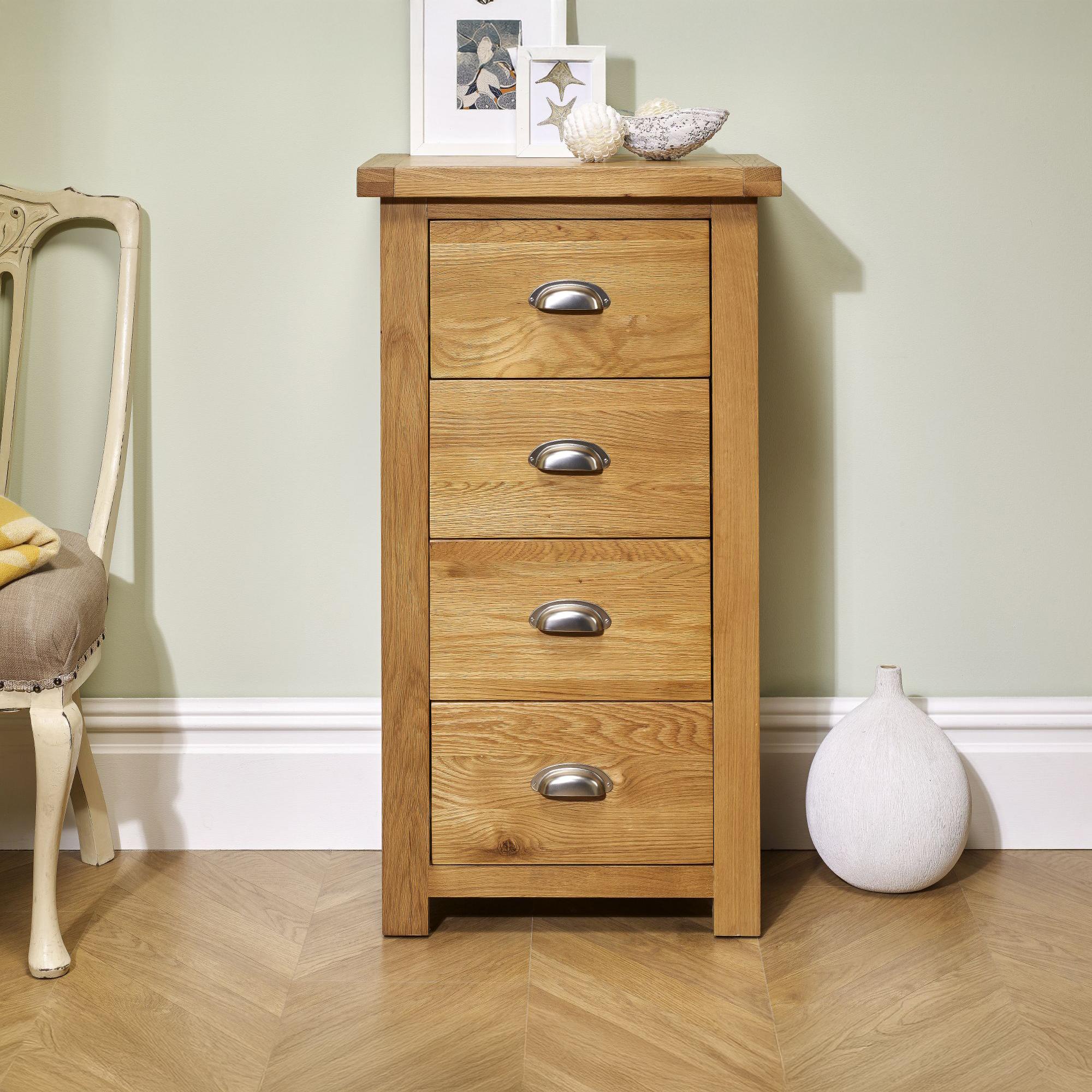 Woburn Narrow Chest - 4 Drawer - Rustic Oak