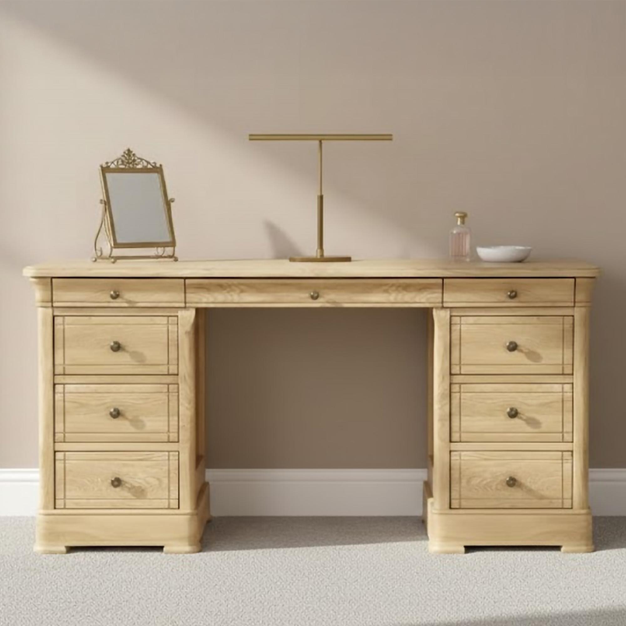 Moreno Double Pedestal Dressing Table - Oak