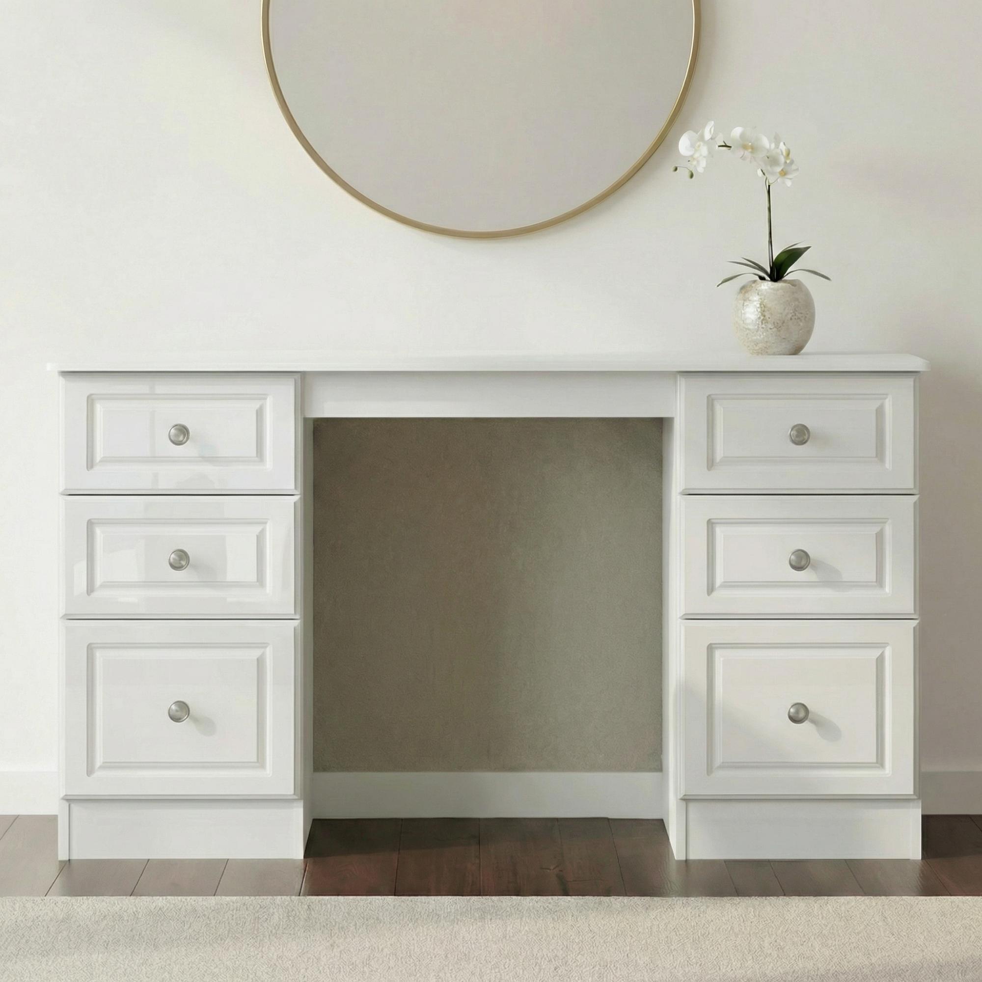 Pembroke Dressing Table - Double - 6 Drawer - White Gloss