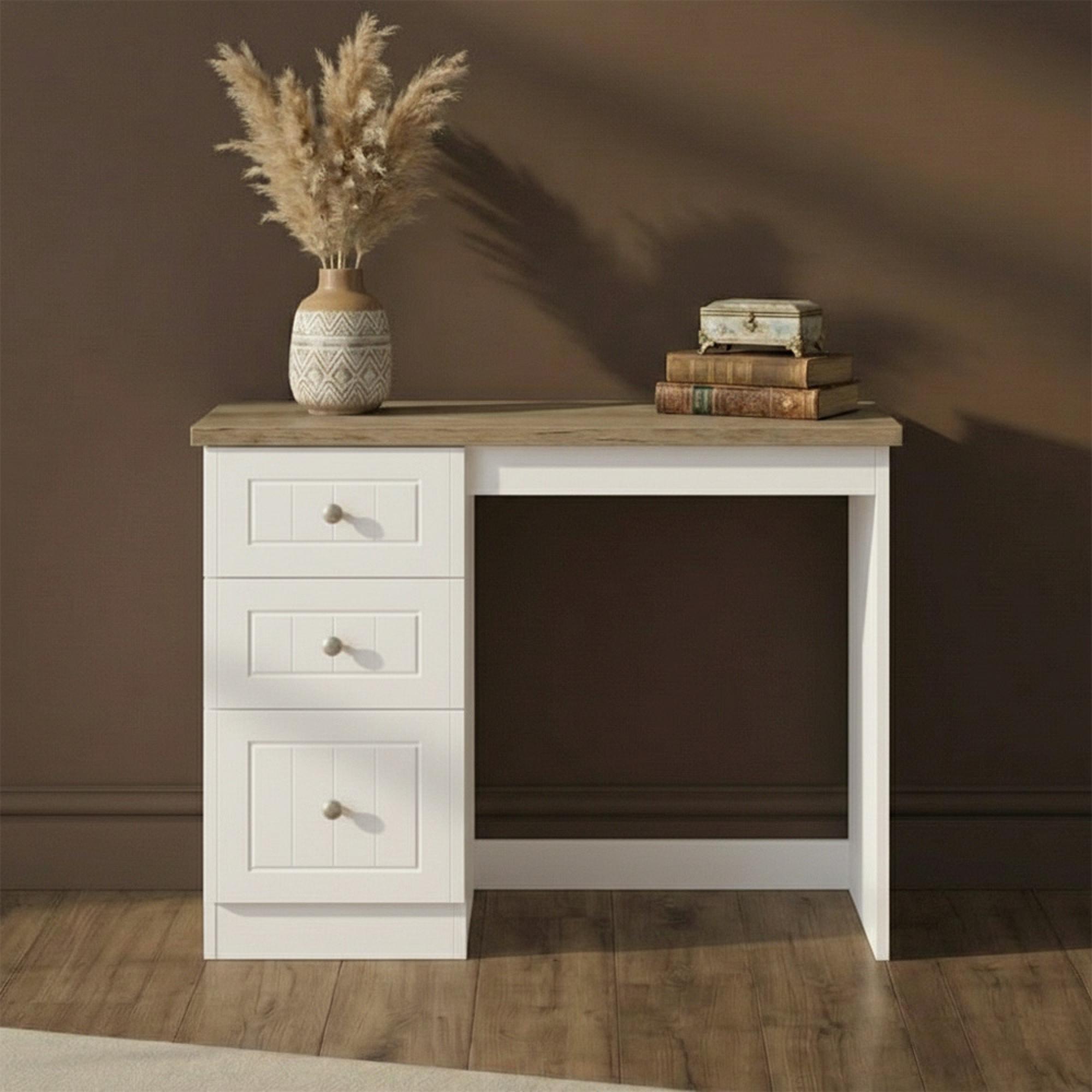 Vienna Dressing Table - 3 Drawer - Single - Porcelain