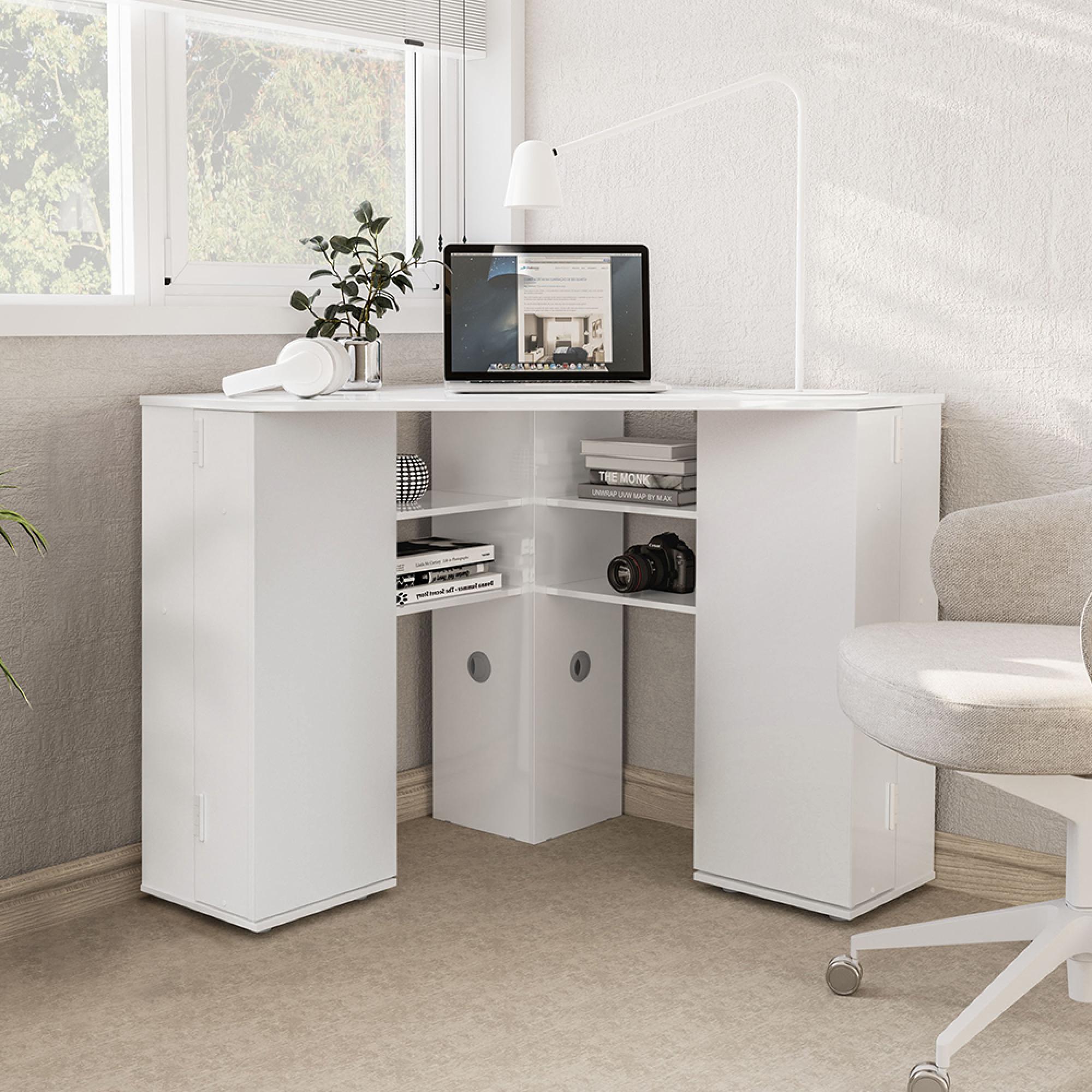 Olivia Corner Dressing Table - 2 Door - White