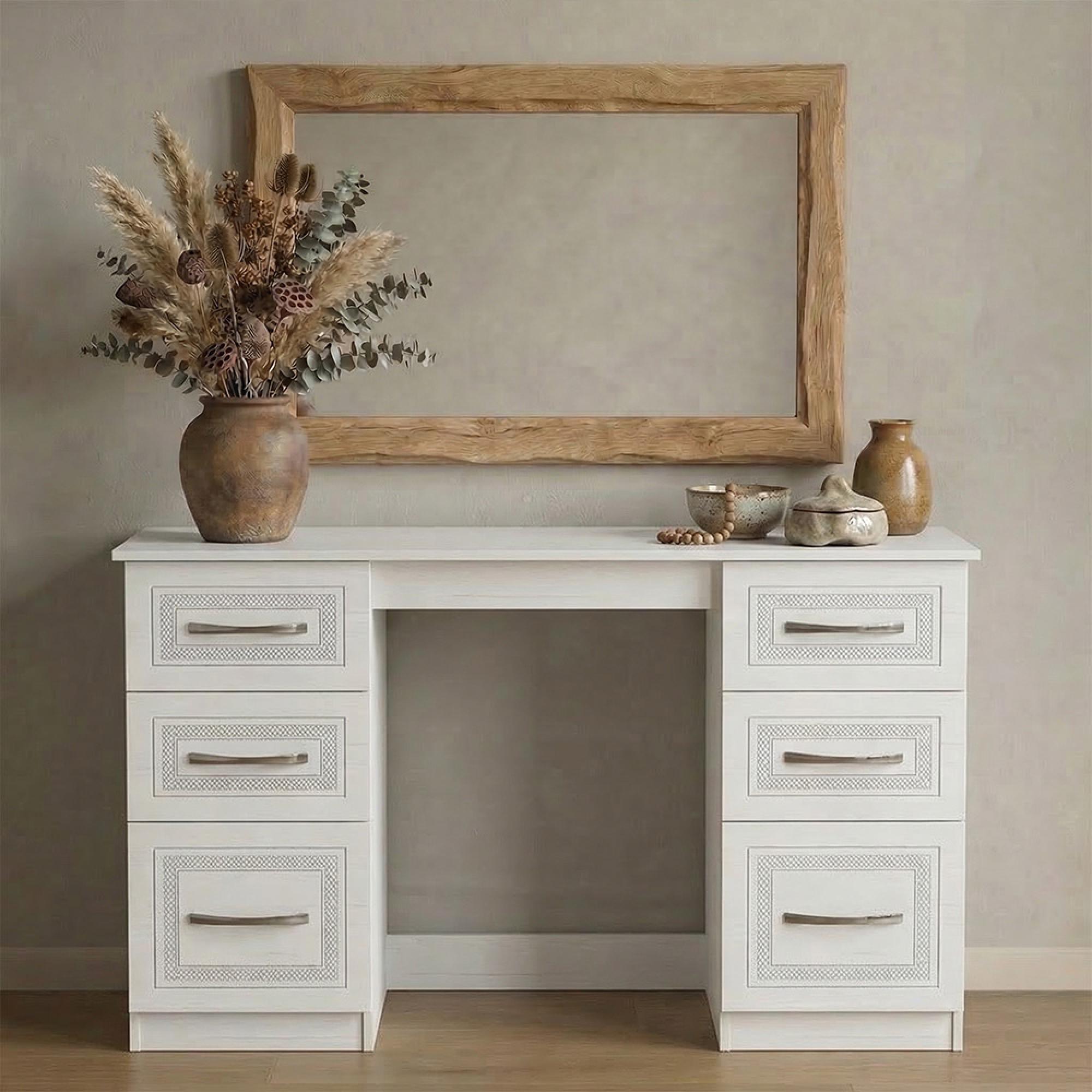 Dorset Dressing Table - 6 Drawer - Double - White