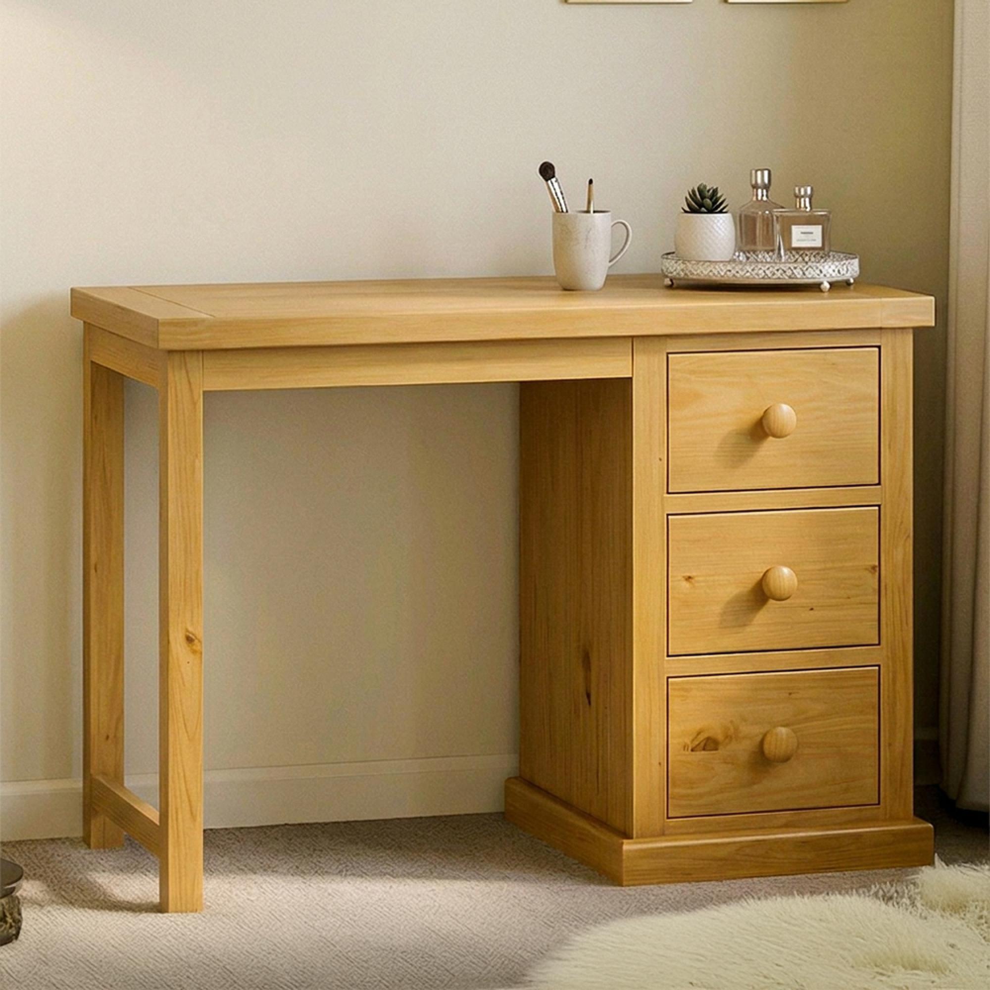 Churchill Waxed Pine 3 Drawer Single Dressing Table