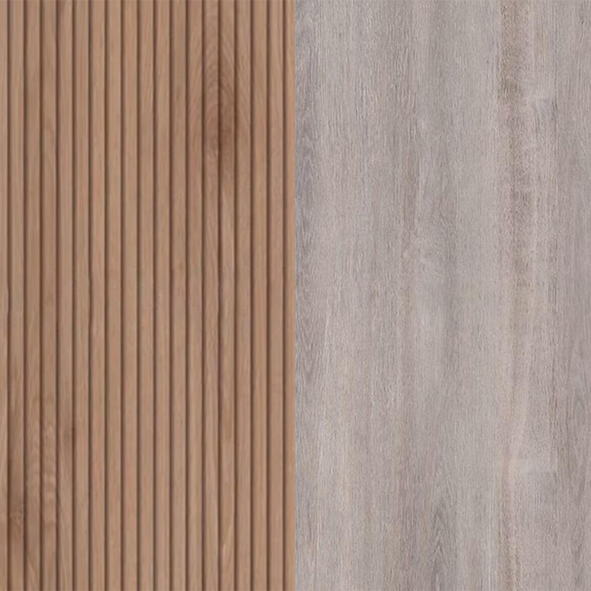 Slatted Effect Front and Grey Oak Base