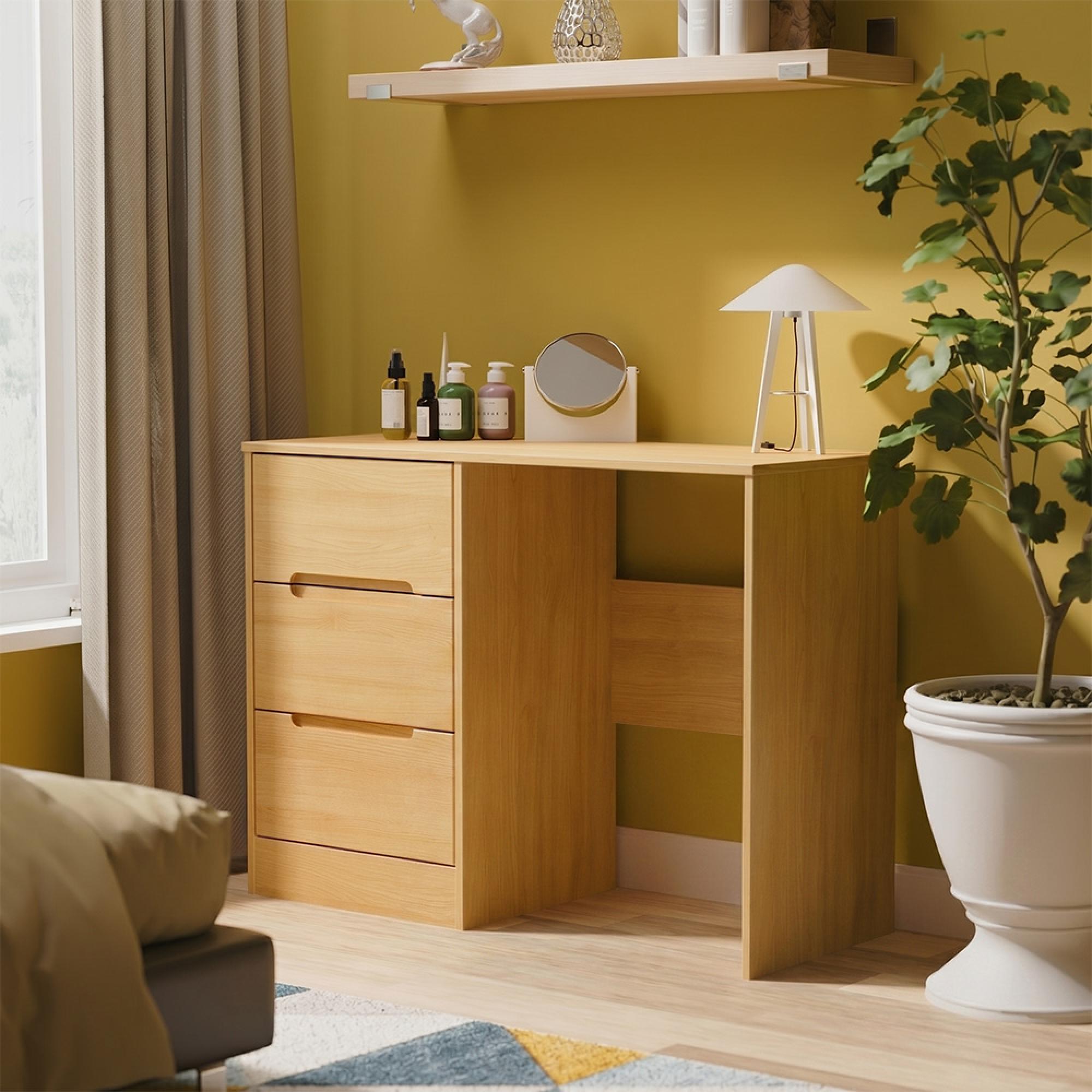 Monaco Dressing Table - Single - 3 Drawer - Modern Oak
