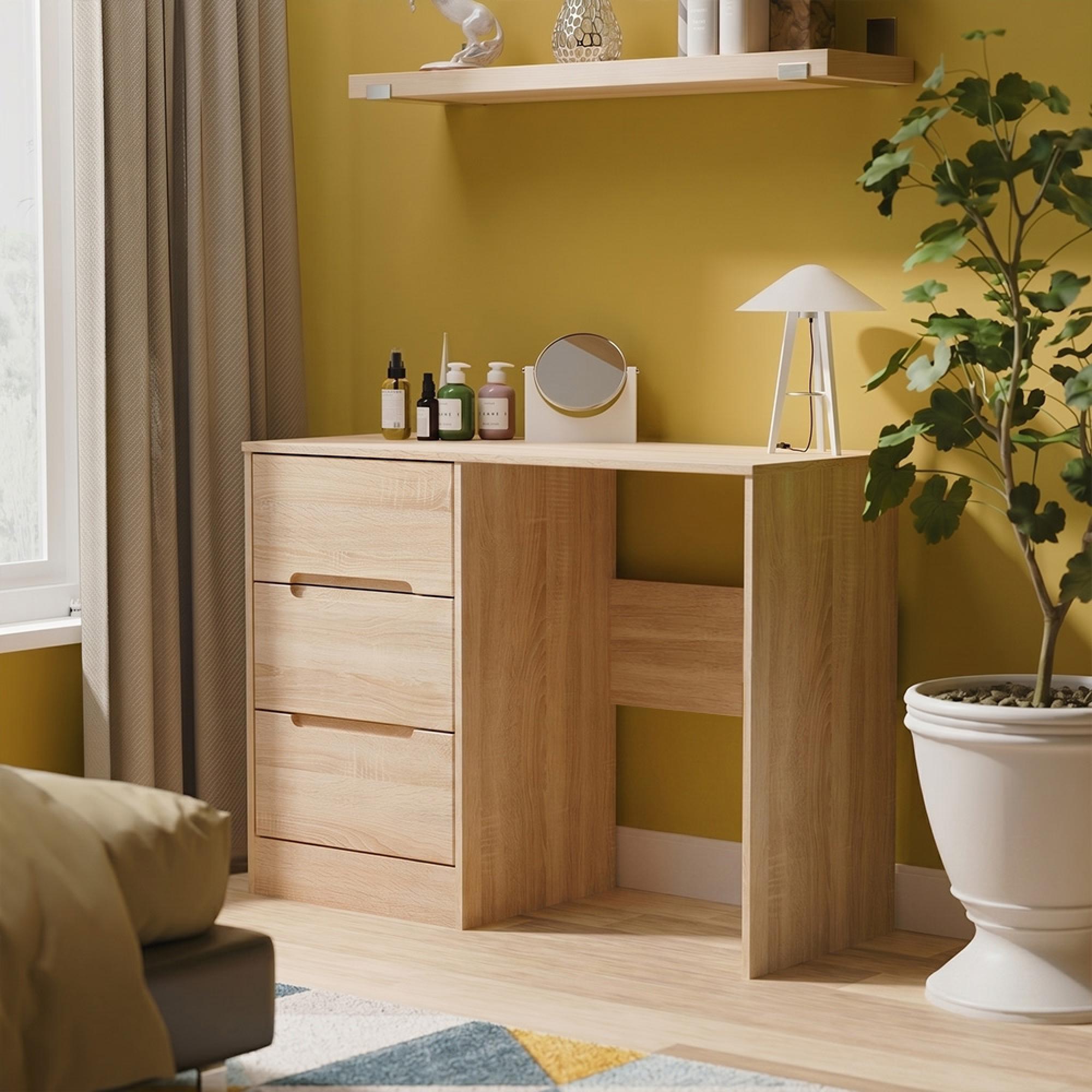 Monaco Dressing Table - Single - 3 Drawer - Oak