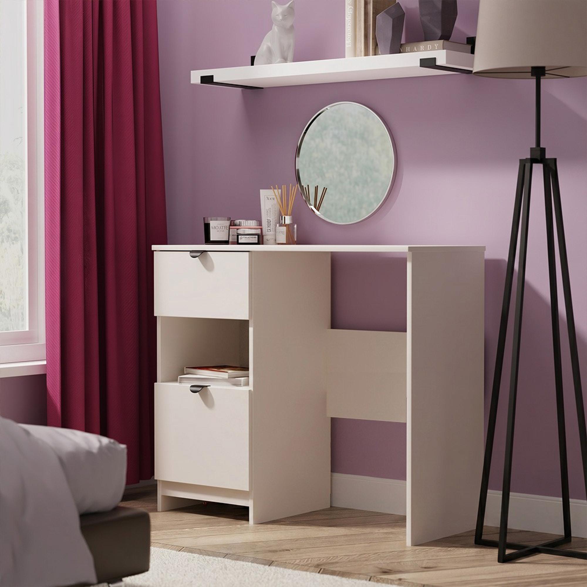 Bora Dressing Table - 2 Drawer - Open Shelf - Single - Kashmir Matt