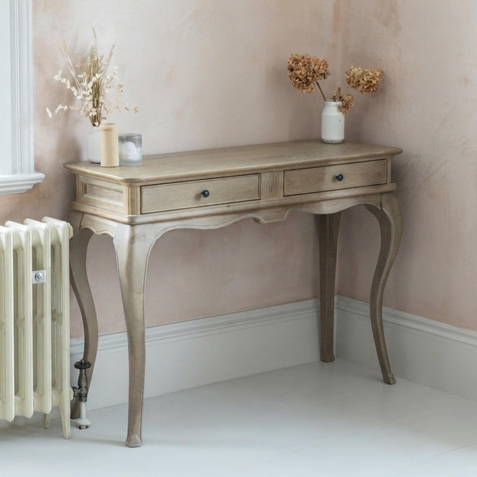 Camille Dressing Table - 2 Drawer - Grey Oak
