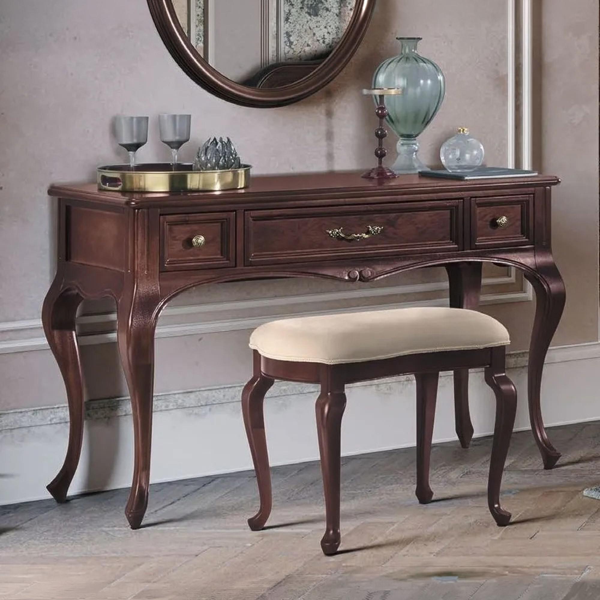 Verdi Italian Dressing Table - 3 Drawer - Walnut - French Style