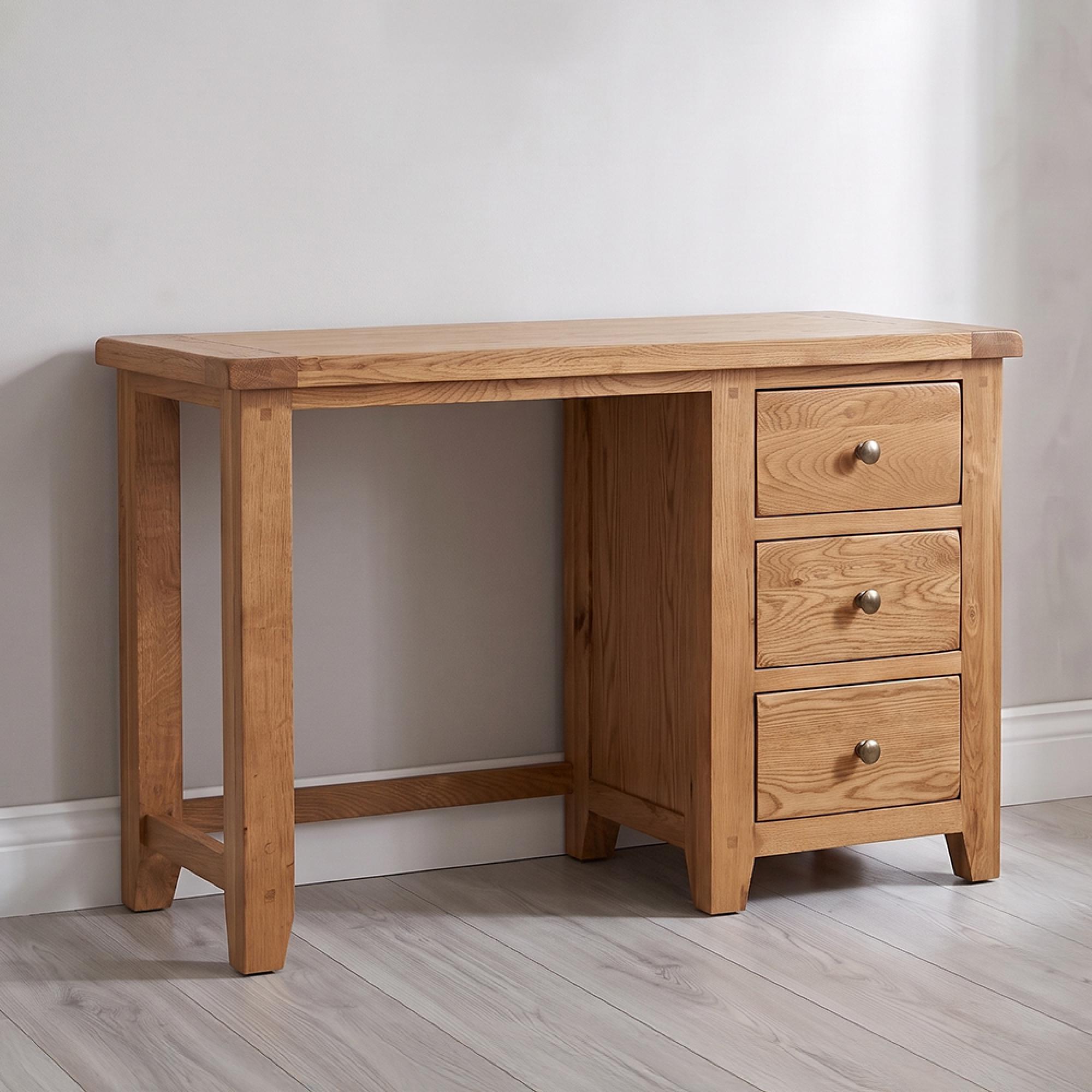 Melbourne Country Oak Dressing Table - 3 Drawer - Rustic