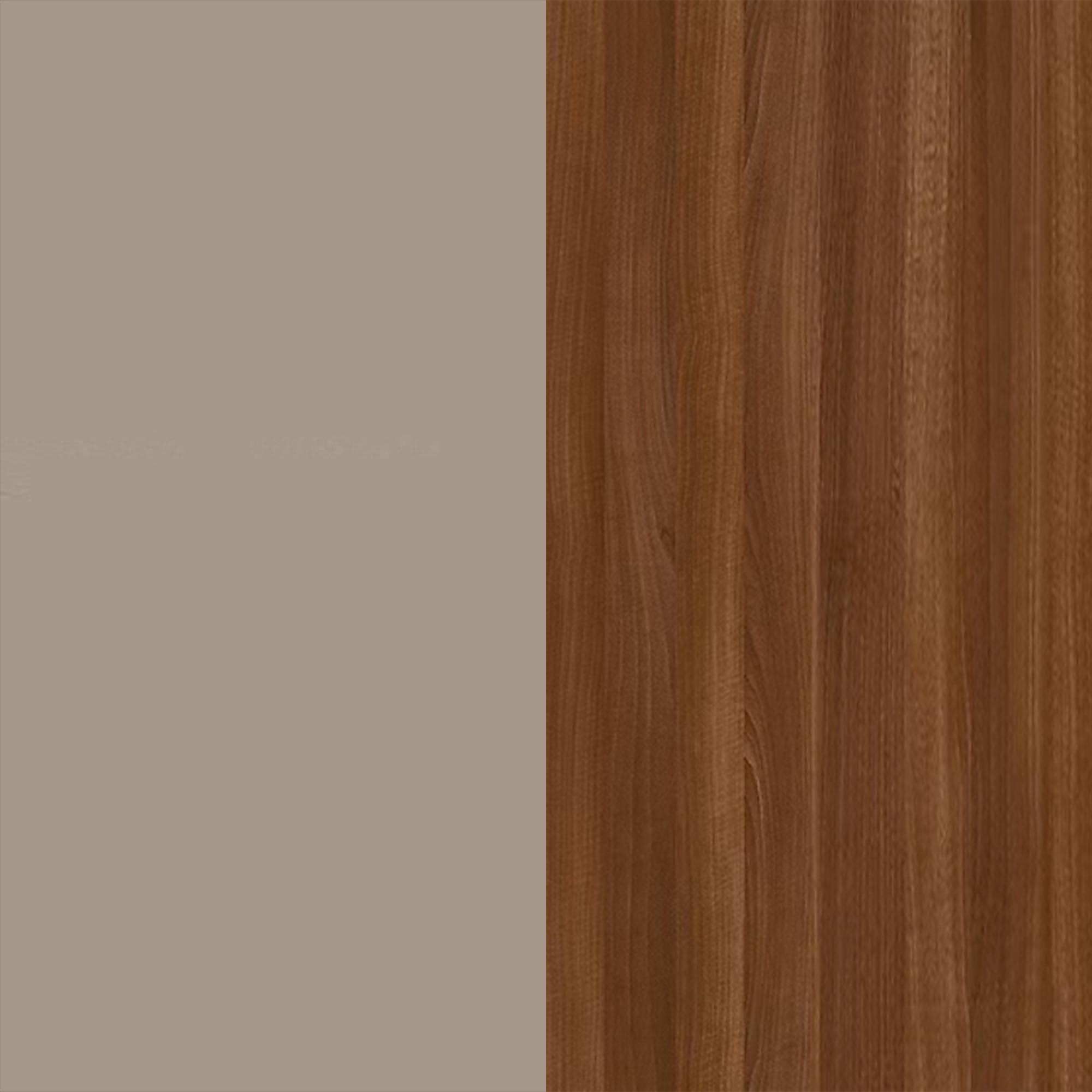 Mushroom Gloss Front and Noche Walnut Base