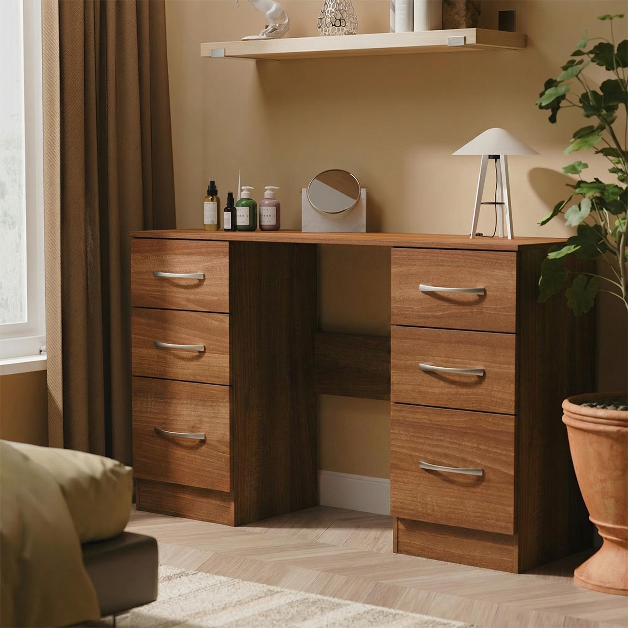Avon Dressing Table - 6 Drawer - Double - Walnut