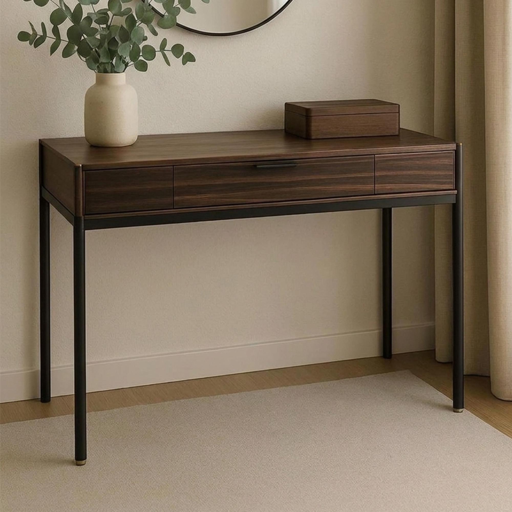 Bali Dressing Table - 1 Drawer - Dark Ebony Veneer
