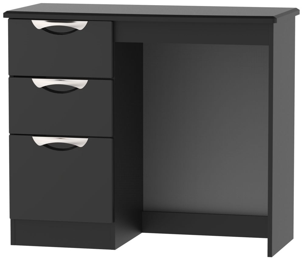 Camden Dressing Table - 3 Drawer - Single - Black Gloss