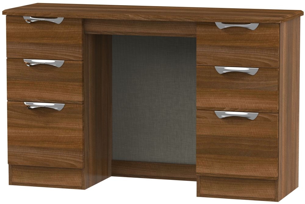 Camden Double Dressing Table - 6 Drawer - Walnut