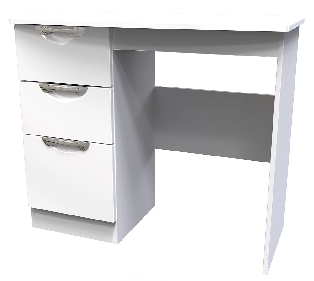 Camden Dressing Table - 3 Drawer - Single - White Gloss