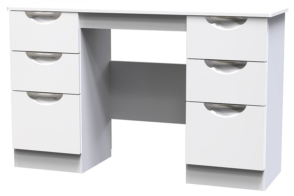 Camden Dressing Table - 6 Drawer - Double - White Gloss