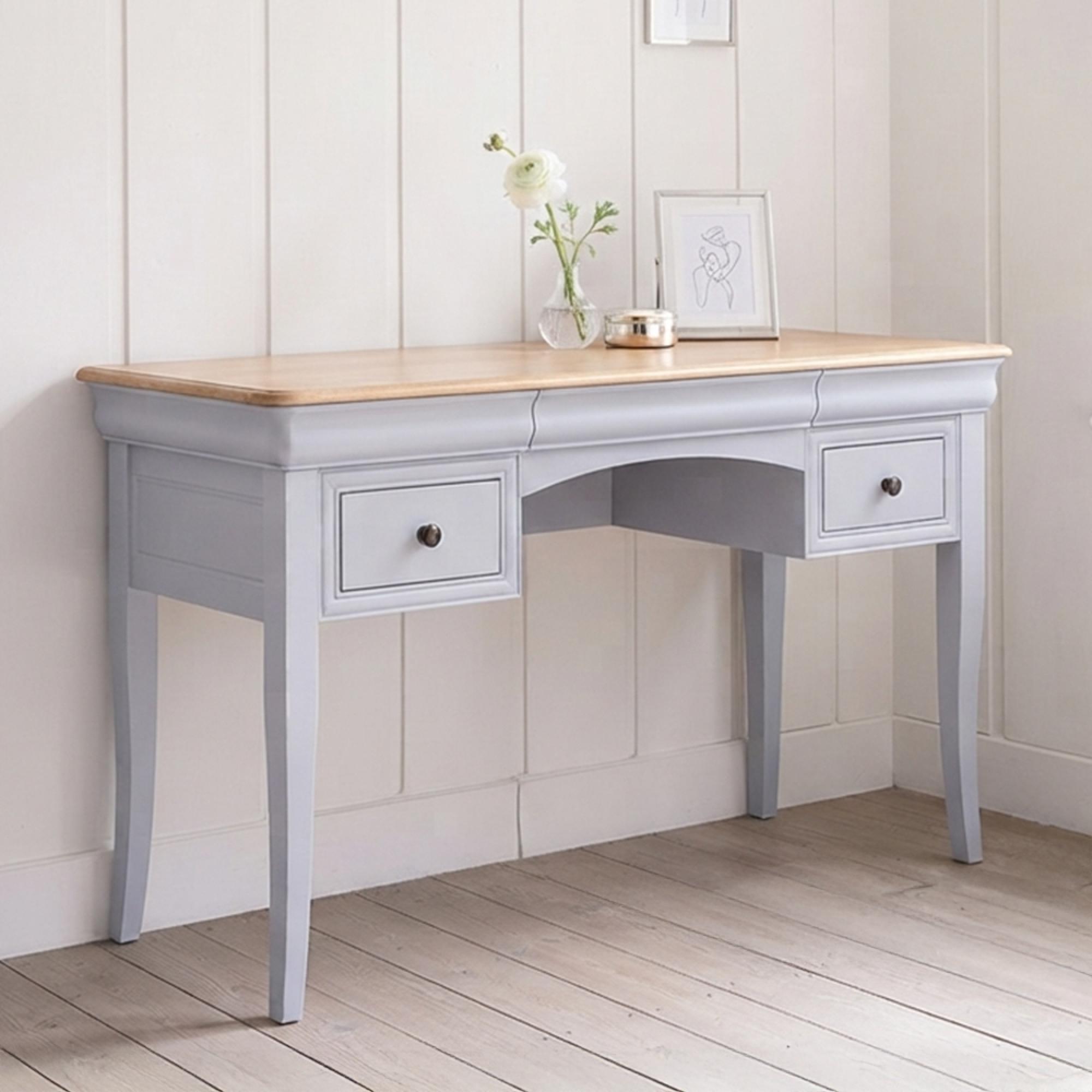 Chantilly Dressing Table - 2 Drawer - Grey Painted - Wood