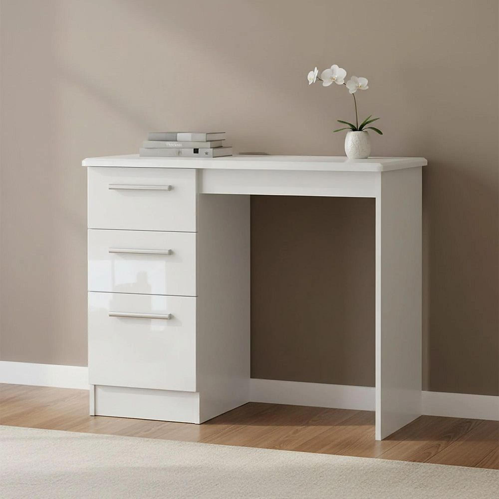 Clearance - Knightsbridge Dressing Table - Single - 3 Drawer - White Gloss - FSS17326