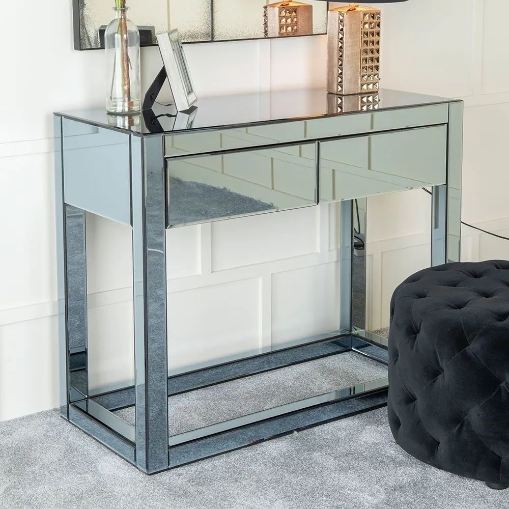 Clearance - Moda Smoke Mirrored 2 Drawer Dressing Table