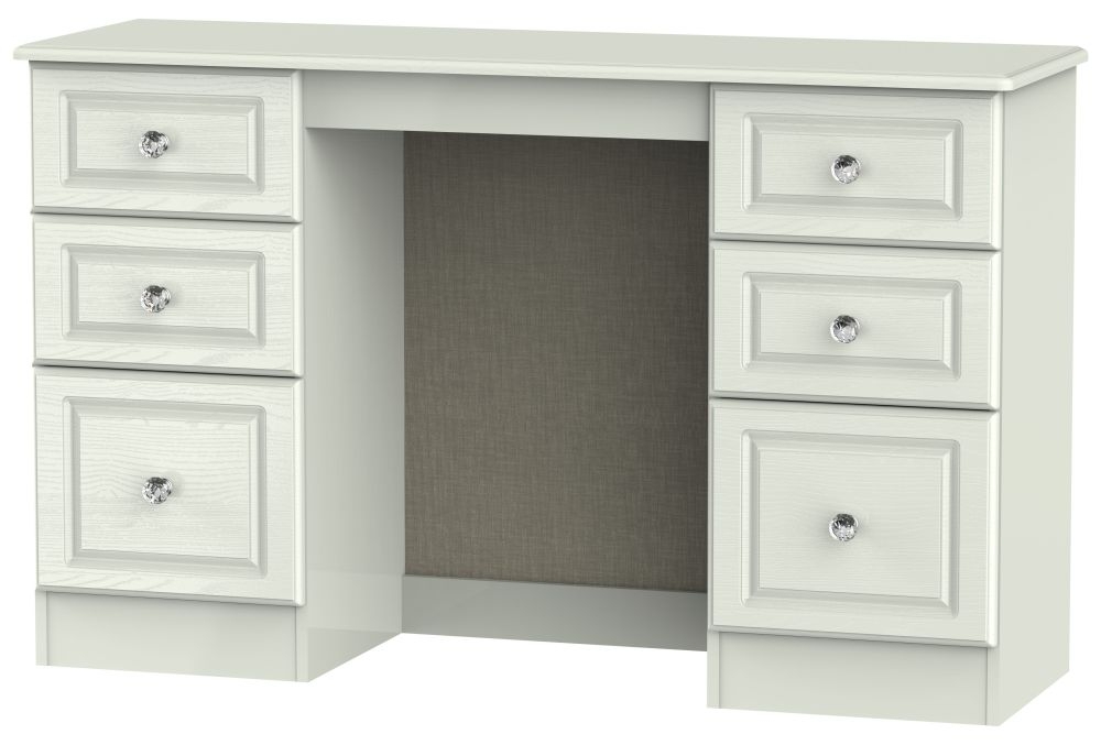 Crystal Double Dressing Table - 6 Drawer - Cashmere