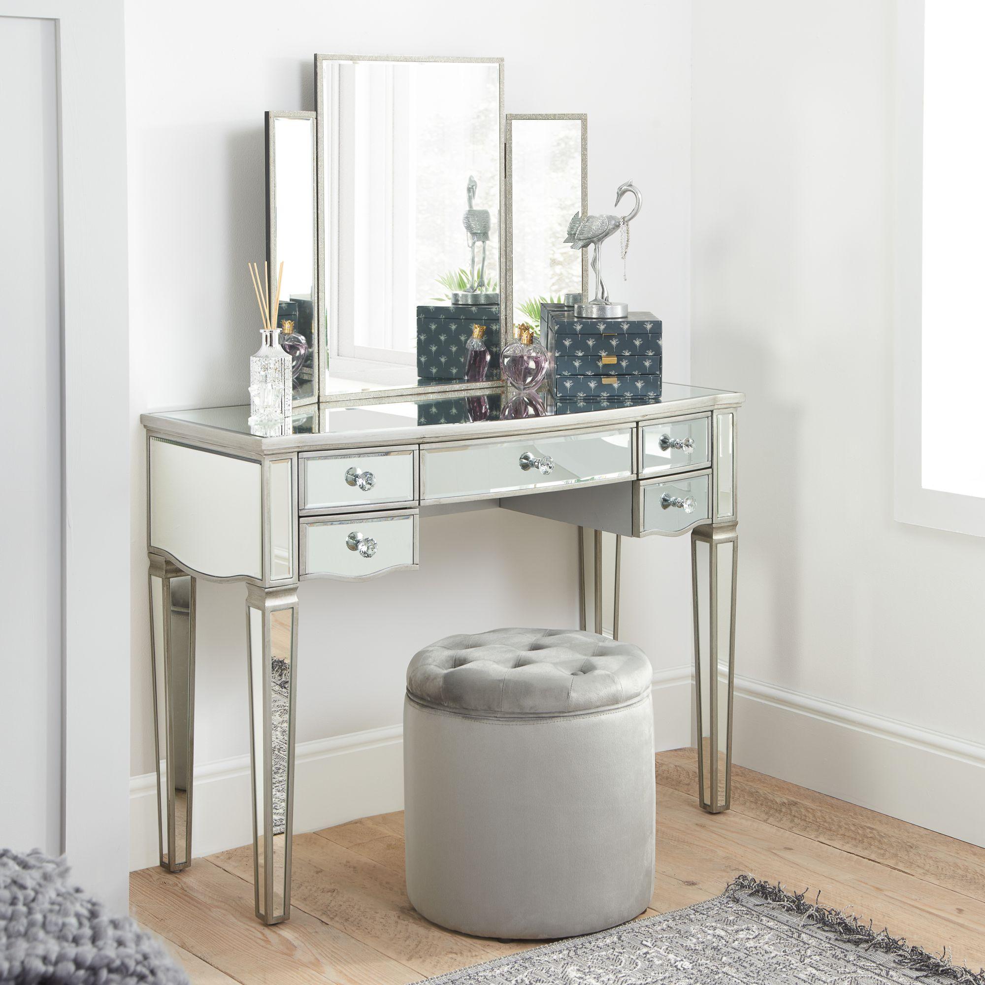 Elysee Dressing Table - 5 Drawer - Mirrored