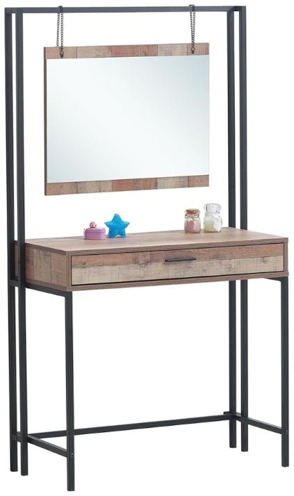 Industrial Dressing Table - with Mirror - Rustic Oak Effect