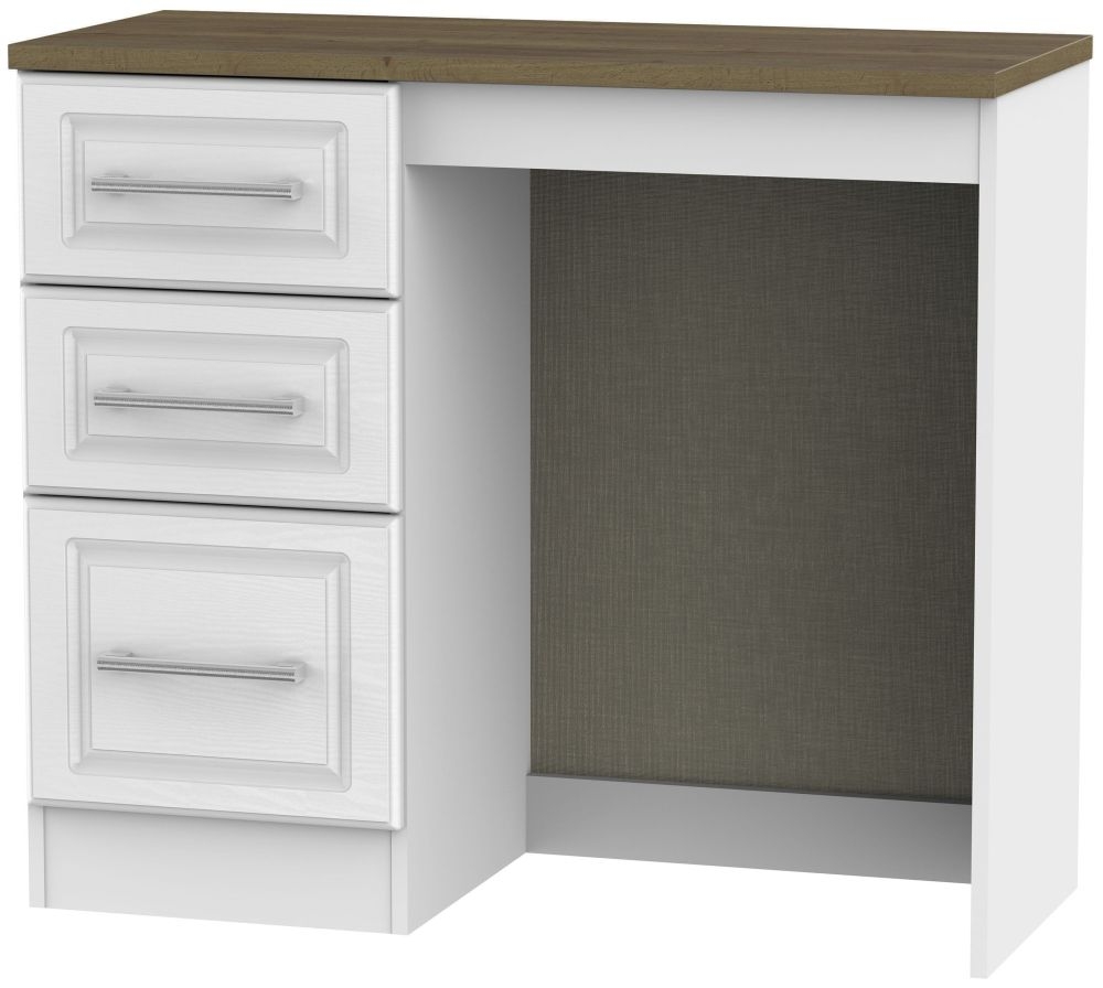 Kent Dressing Table - 3 Drawer - Single - White Ash and Oak