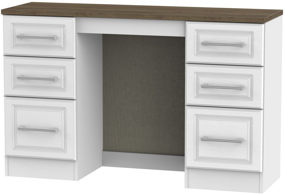 Kent Dressing Table - 6 Drawer - Double - White Ash and Oak