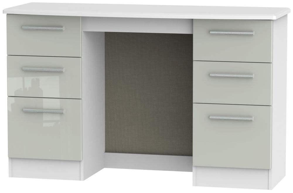 Knightsbridge Dressing Table - Double - 6 Drawer - Cashmere Gloss and White
