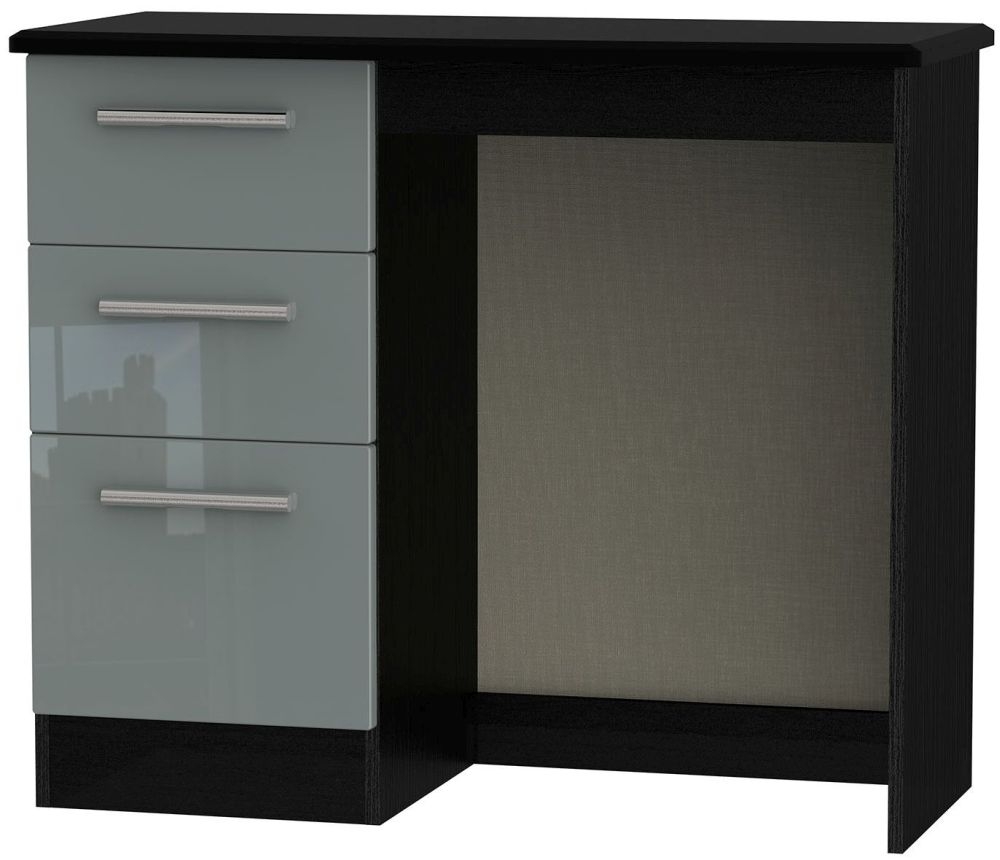 Knightsbridge Dressing Table - Single - 3 Drawer - Grey Gloss and Black