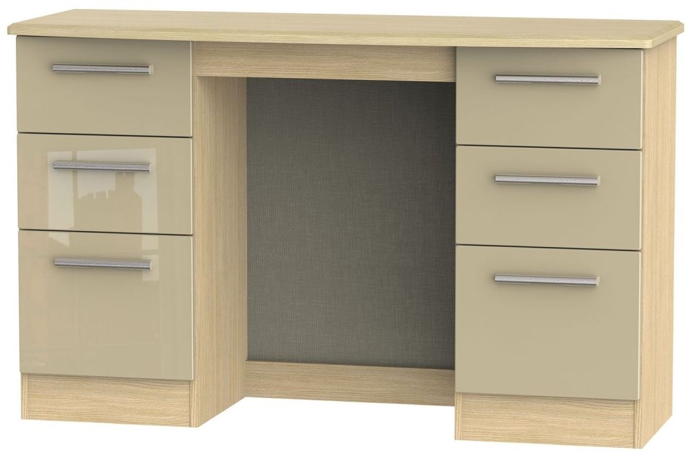 Knightsbridge Dressing Table - Double - 6 Drawer - Mushroom and Light Oak