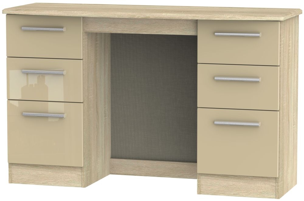 Knightsbridge Dressing Table - Double - 6 Drawer - Mushroom and Oak